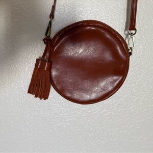 Anthropologie Brown Leather Crossbody Bag with Tassel